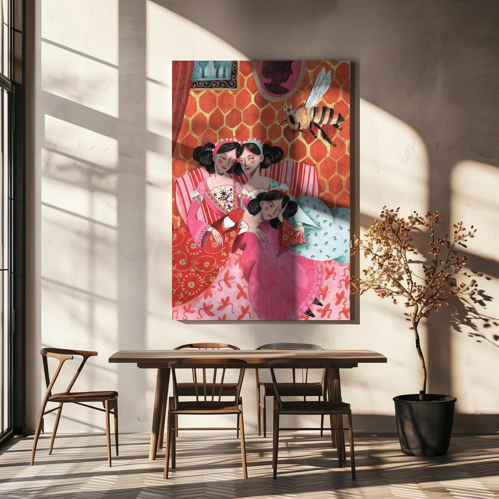 The queen bee and pink princesses | Canvas