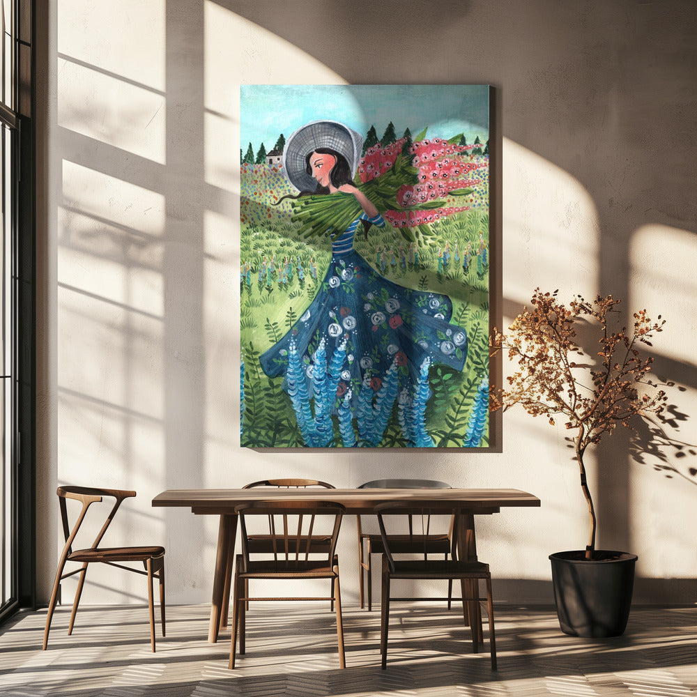 Walking with fieldflowers | Canvas