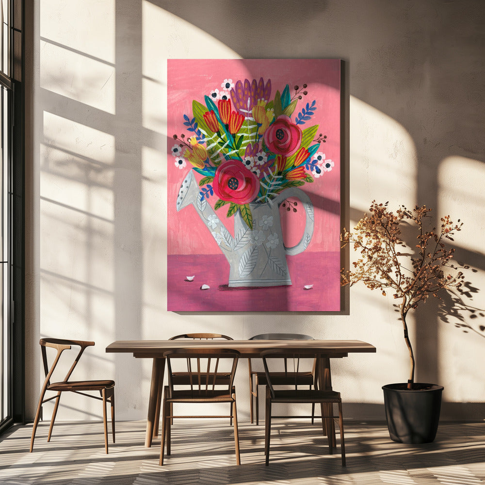 Watering Can with Flowers | Canvas