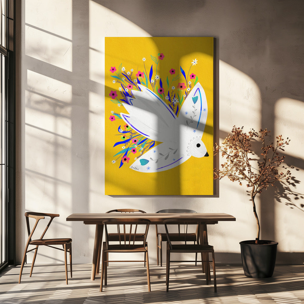 Bird in Flowers illustration | Canvas