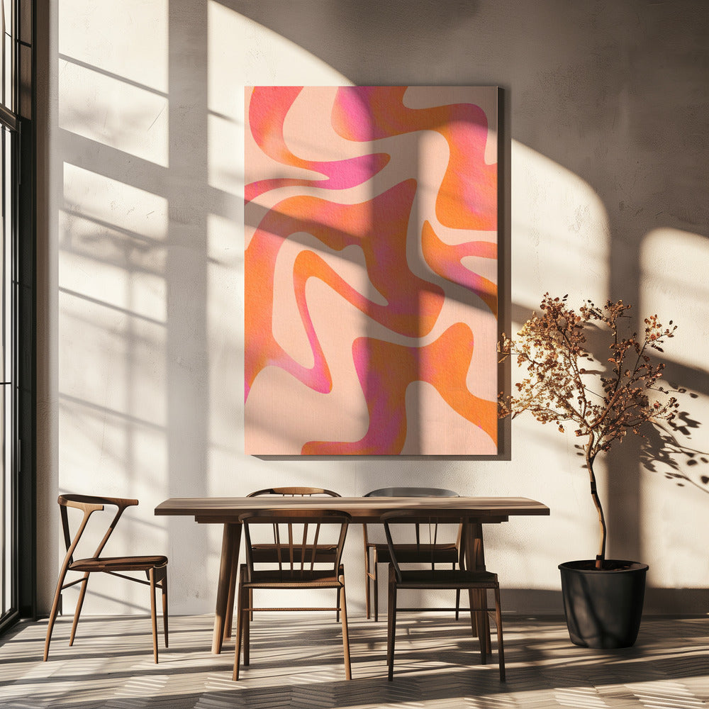 Abstract Wave - Peach Fuzz | Canvas