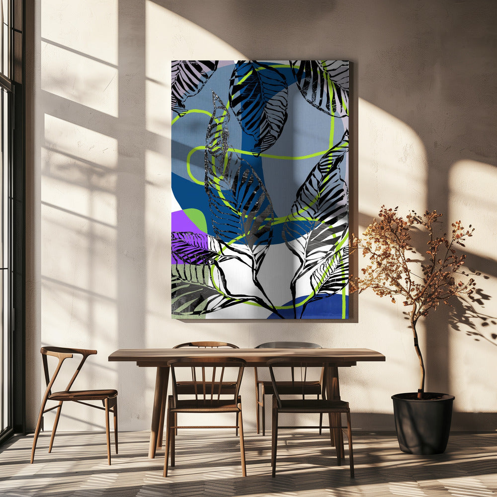 Black Leaves With Color Abstract No3 | Canvas