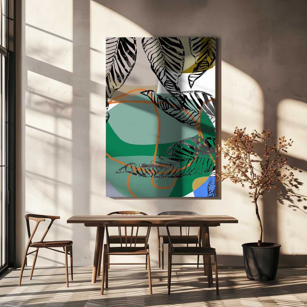 Abstract Black Leaves With Colour No2 | Canvas