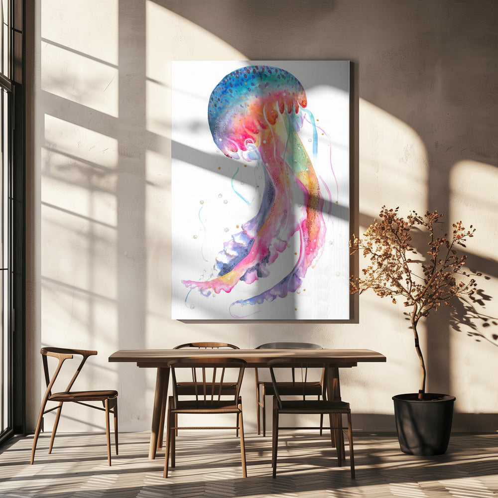Jellyfish With Rainbow Hues | Canvas