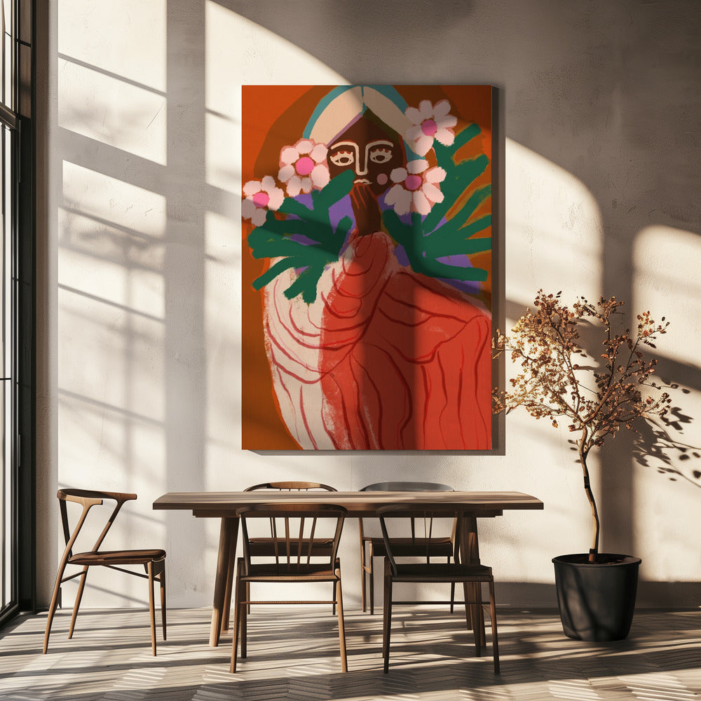 Shy Flower Girl | Canvas