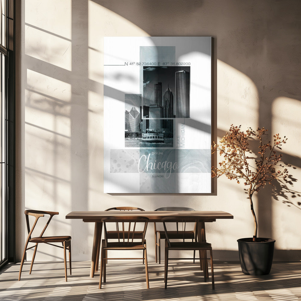 Poster Art CHICAGO Skyline | turquoise marble | Canvas