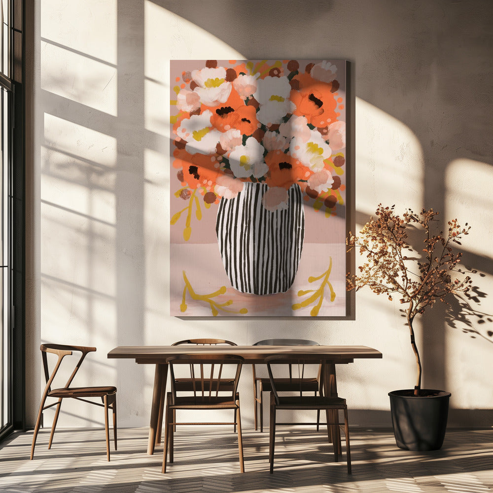 Striped Vase Blooms | Canvas