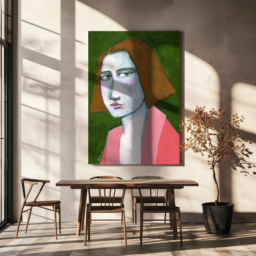 Woman in Pink Jacket | Canvas