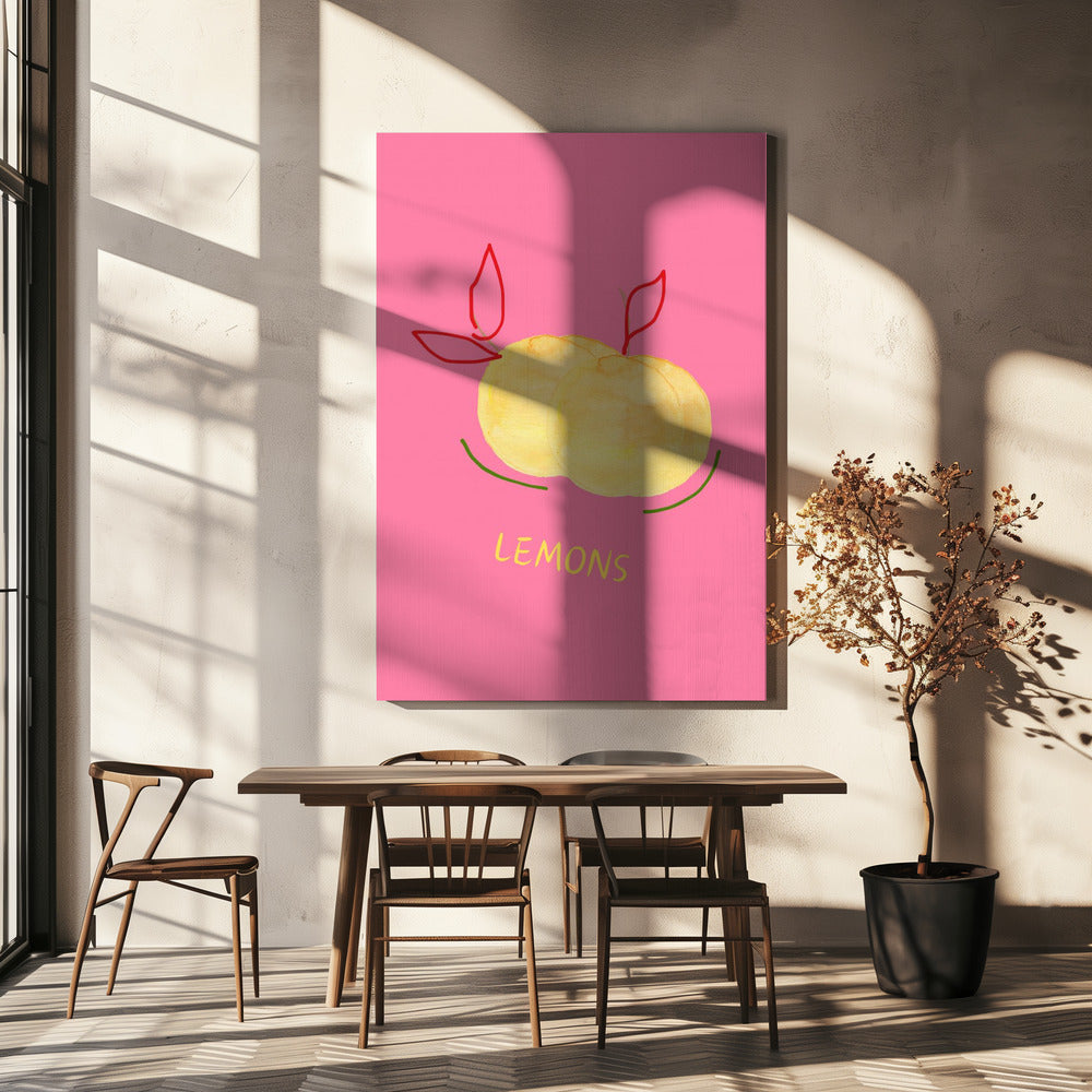 Lemons in Pink | Canvas