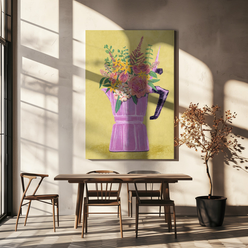 Espresso Maker with Flowers | Canvas