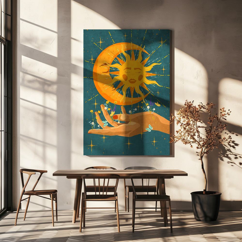 Sun and moon in my hand | Canvas
