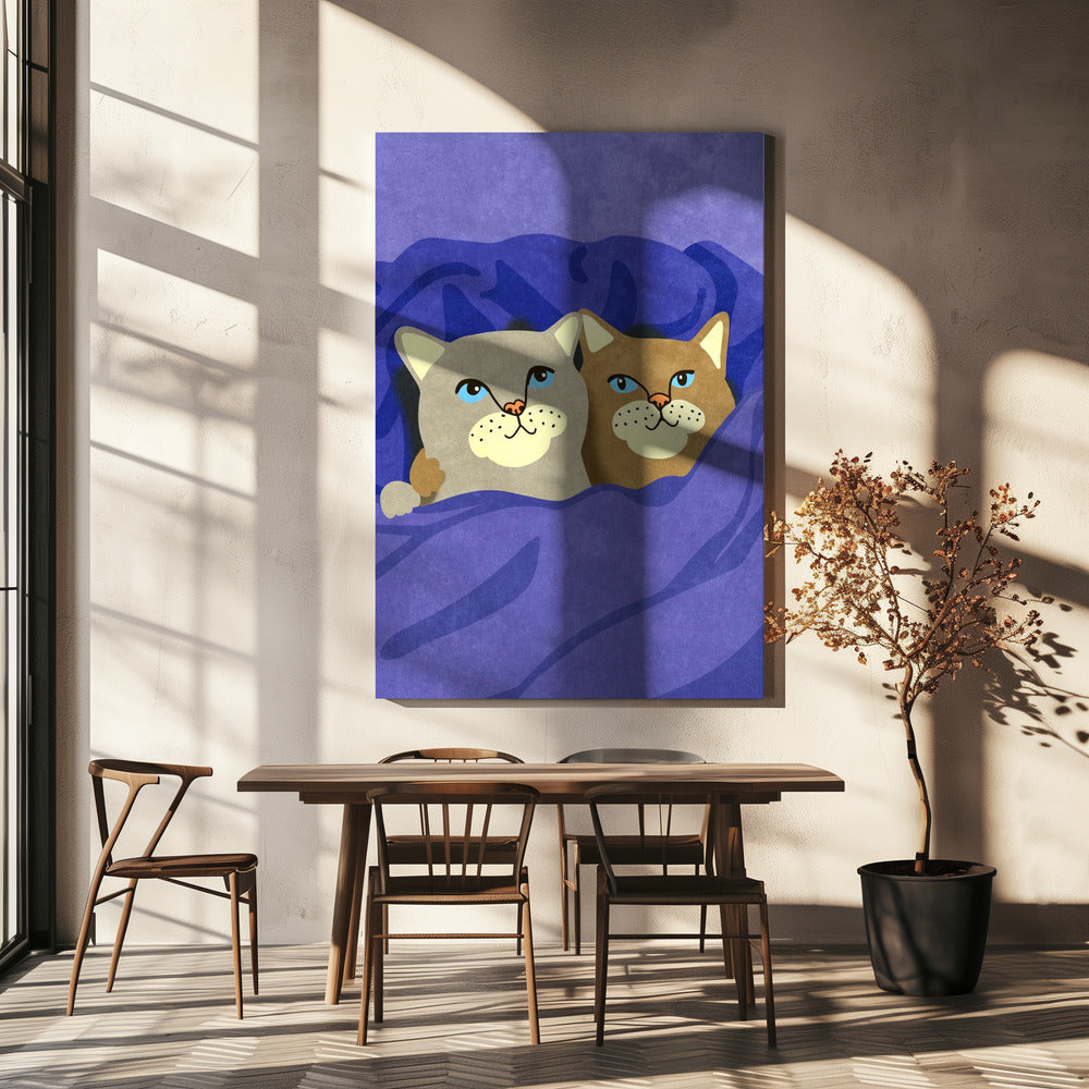 Cats in Bed | Canvas