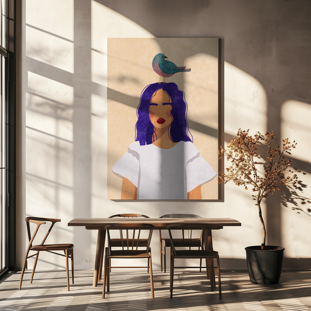 Girl with bird | Canvas