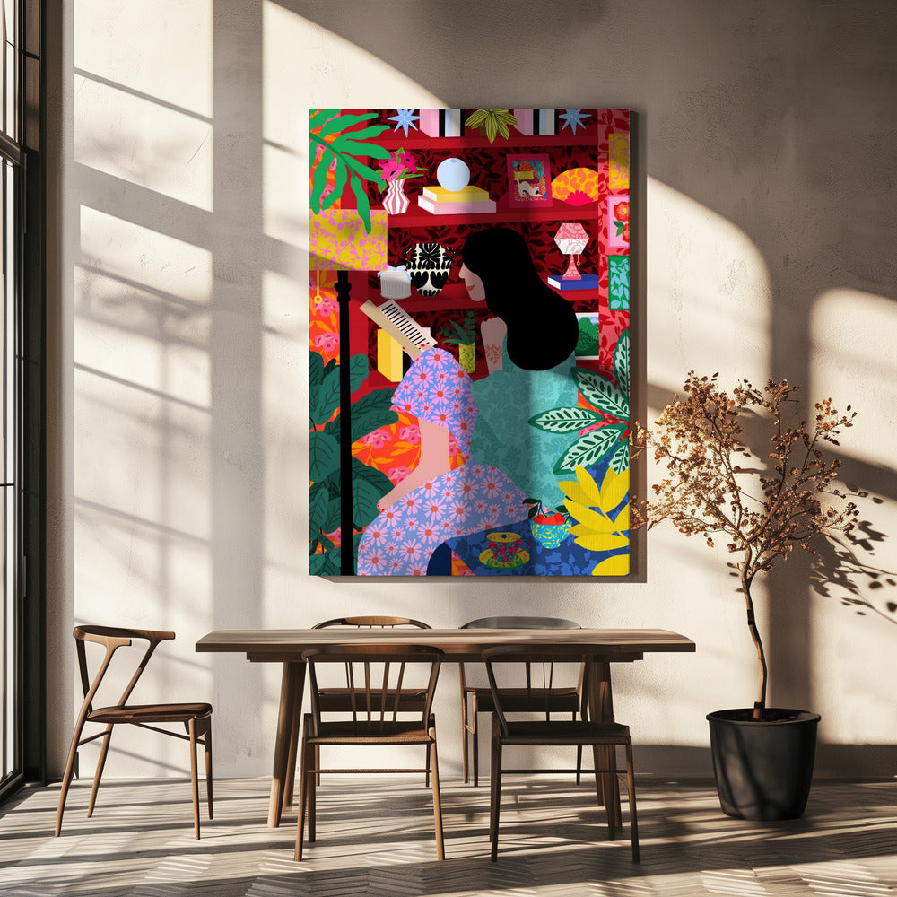 Girl Reading Her Favorite Book | Canvas