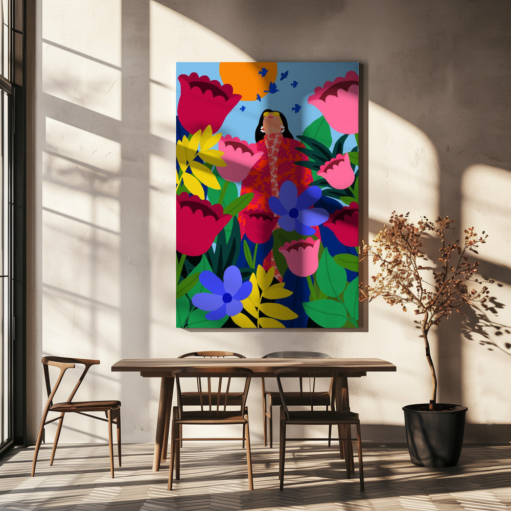 Woman in Flower Garden | Canvas