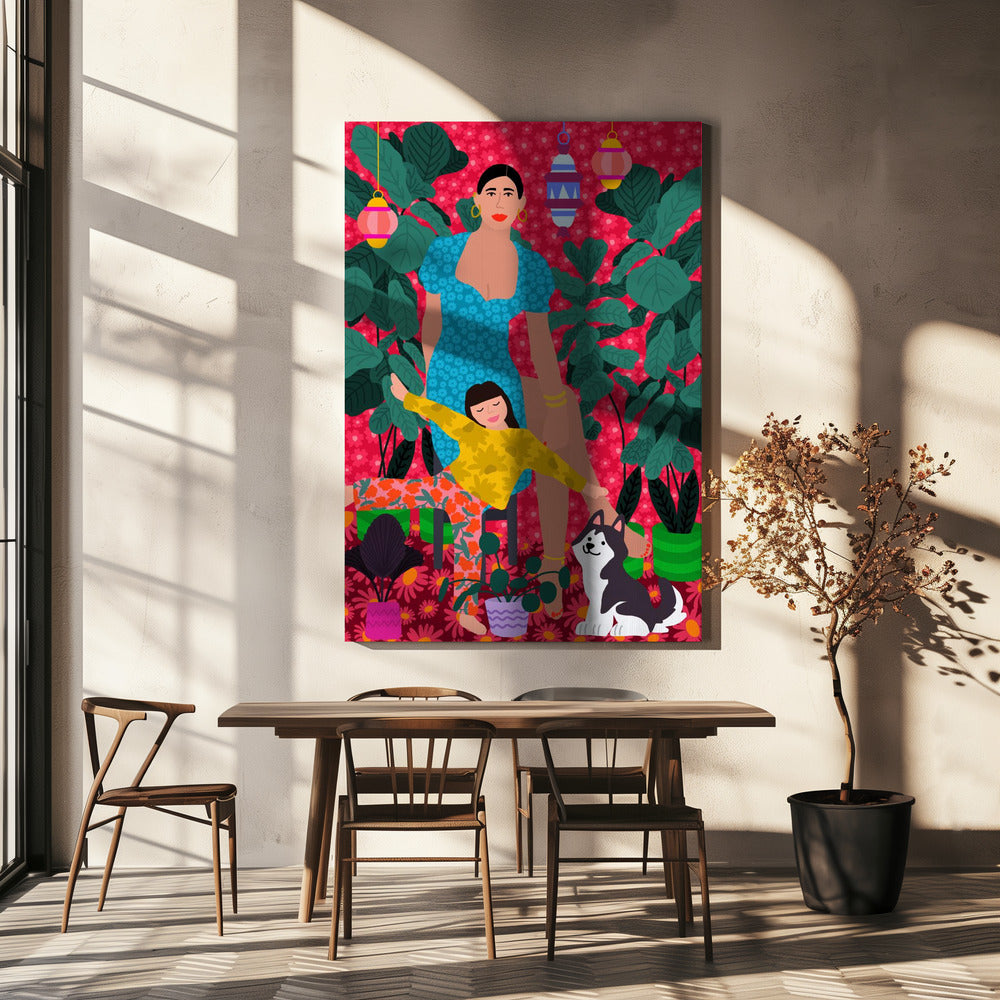 Woman and Child the Garden | Canvas