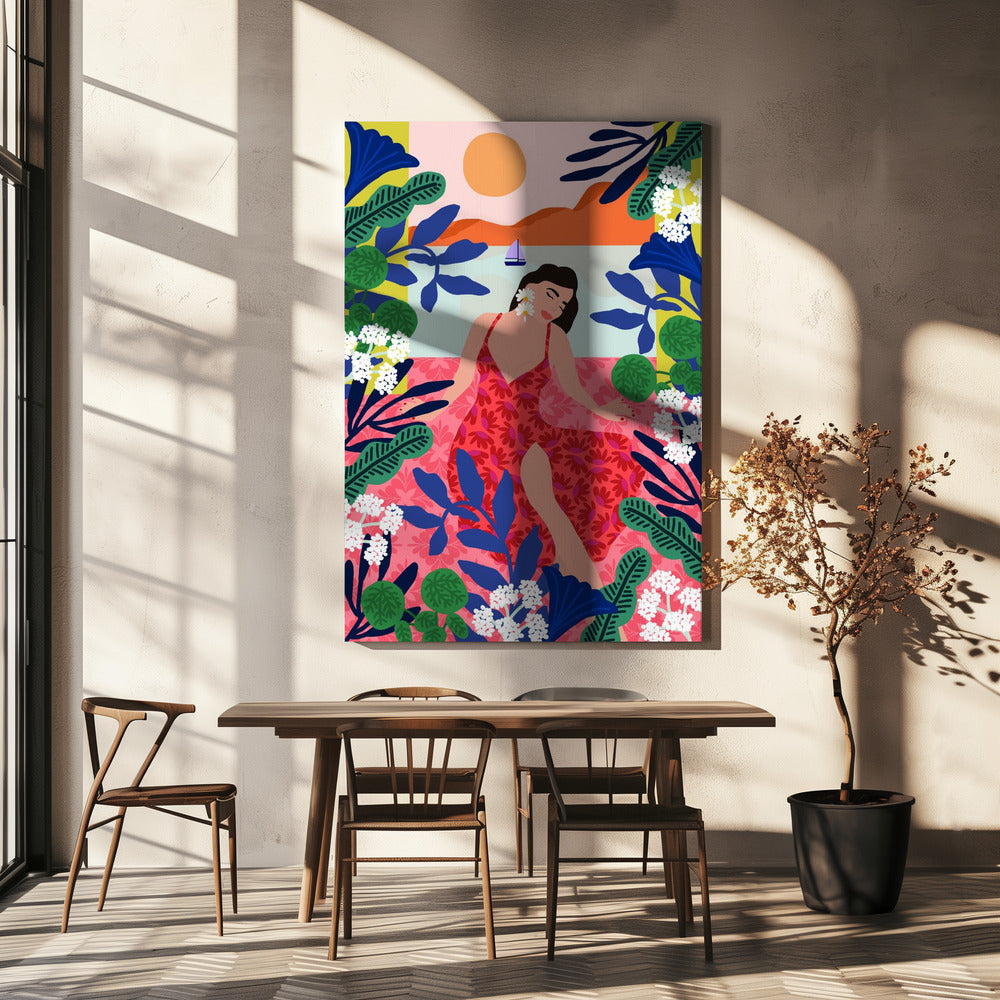 Floral Sunset Girl | Canvas