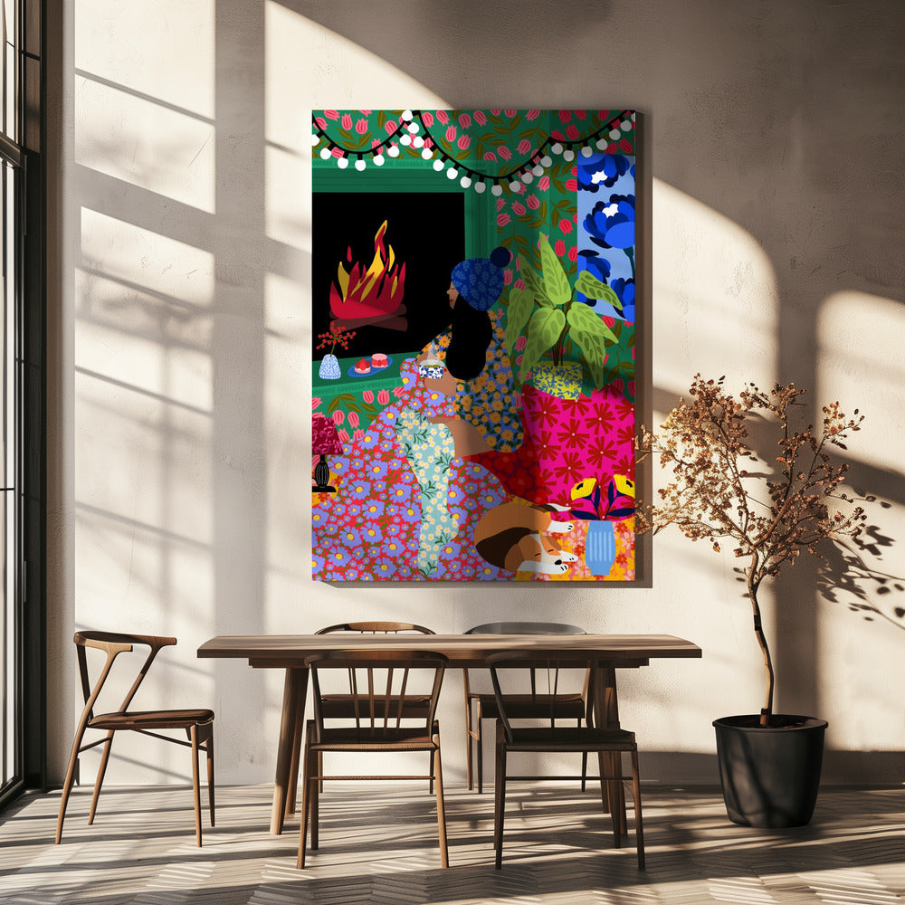 Relaxing In Front of My Fireplace | Canvas