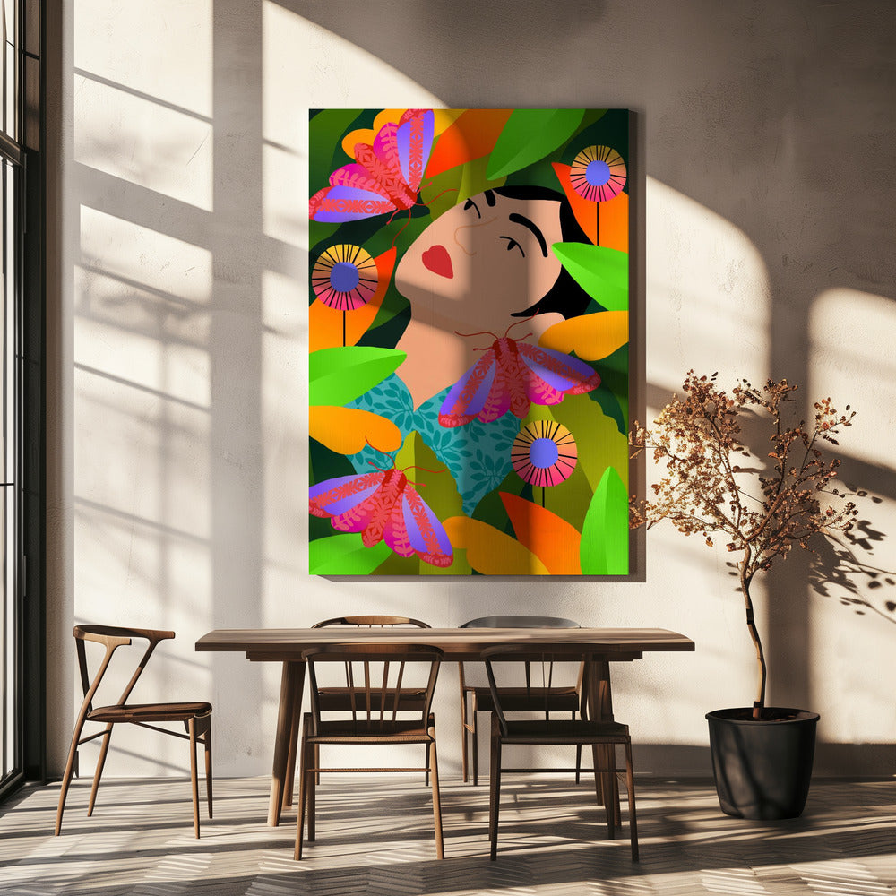 Girl With Her Plants | Canvas