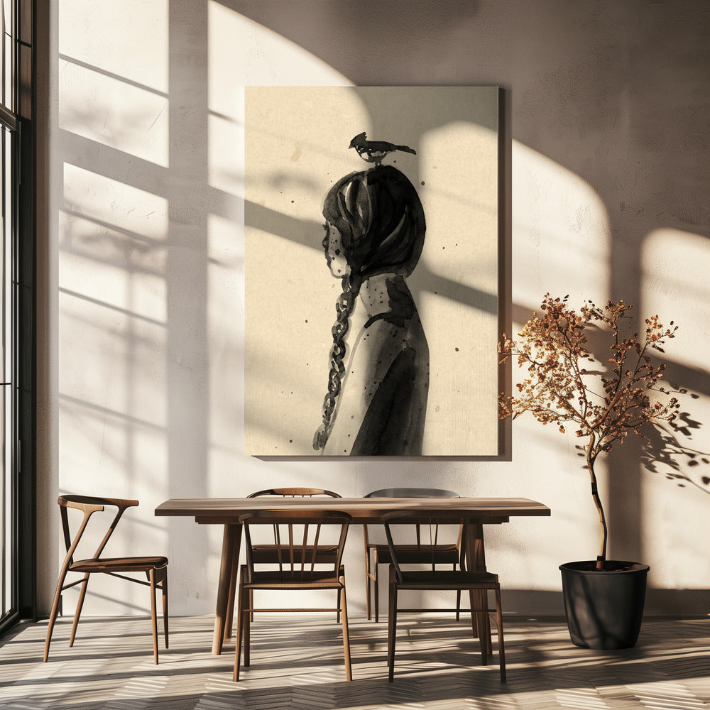 Girl with Bird | Canvas