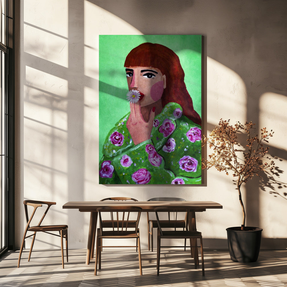 Woman Smoking a Flower | Canvas
