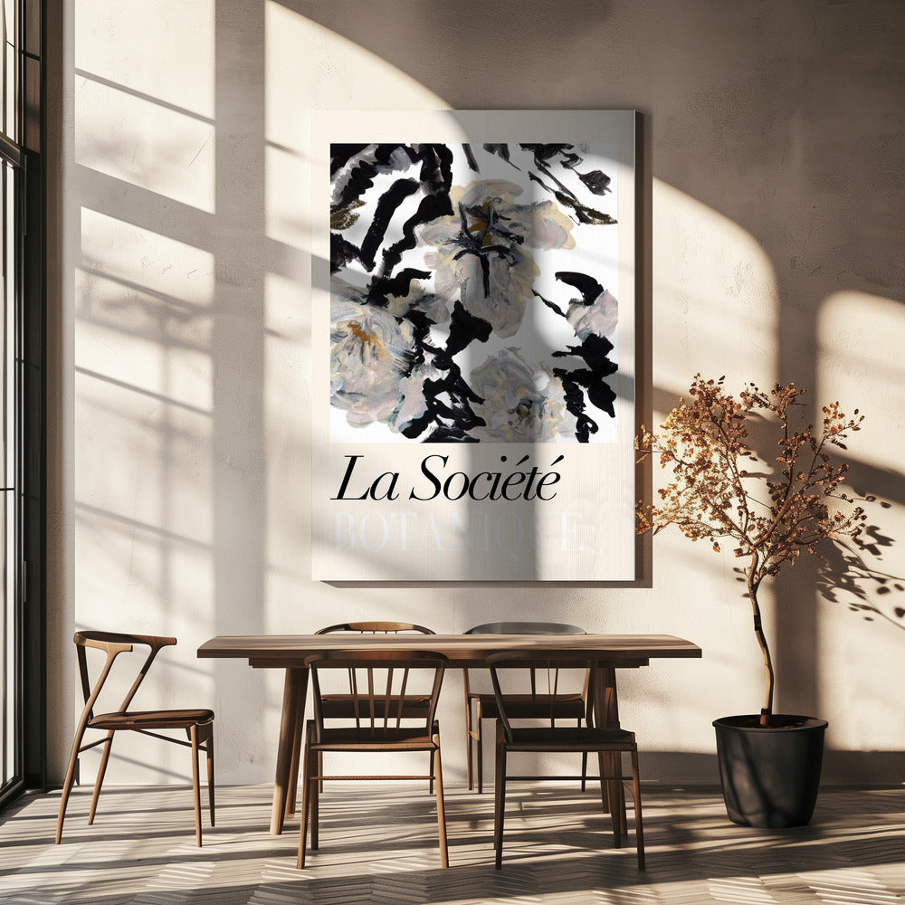 La Société Botanique Balck and White and Cream Flowers 2 | Canvas