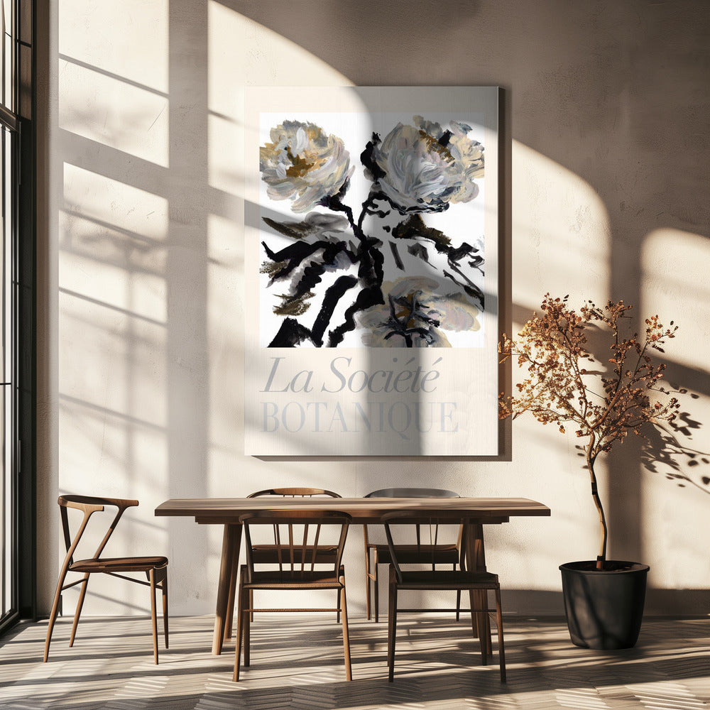 La Société Botanique Black, White and Cream Flowers | Canvas