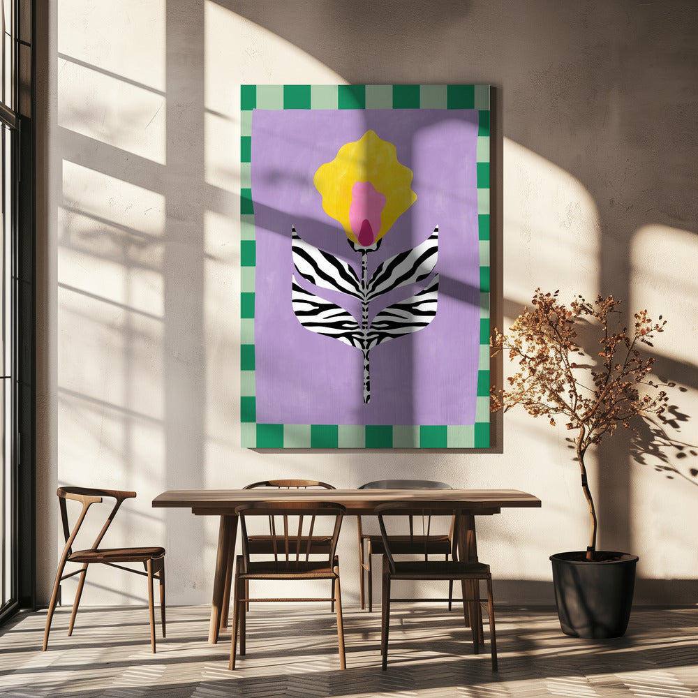 Flower with Zebra Patterned Leaves | Canvas