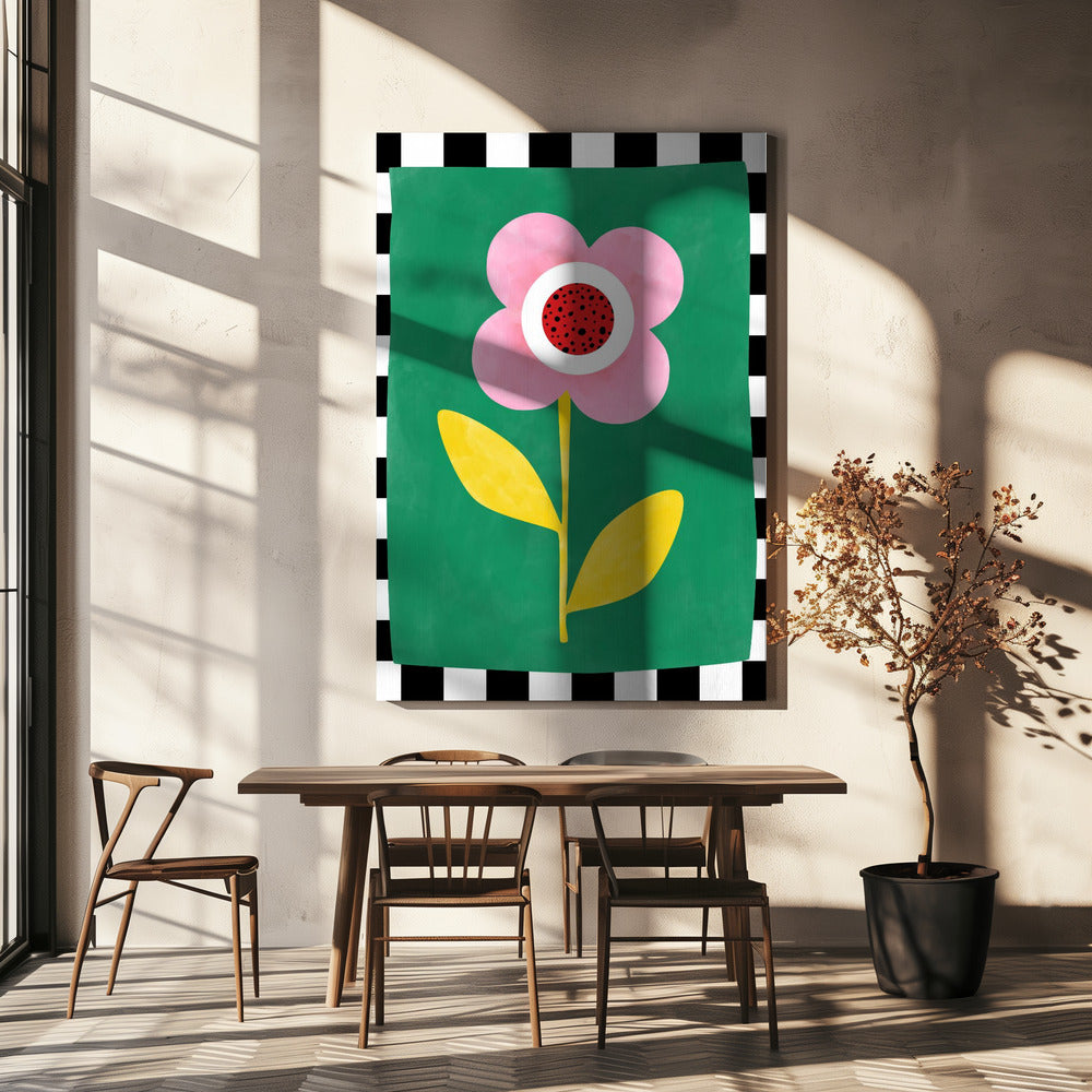 Pink Flower with Yellow Leaves | Canvas