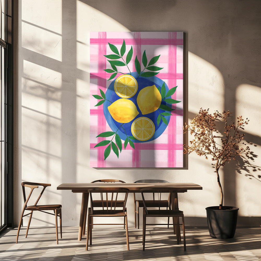 Lemons on a Blue Plate | Canvas