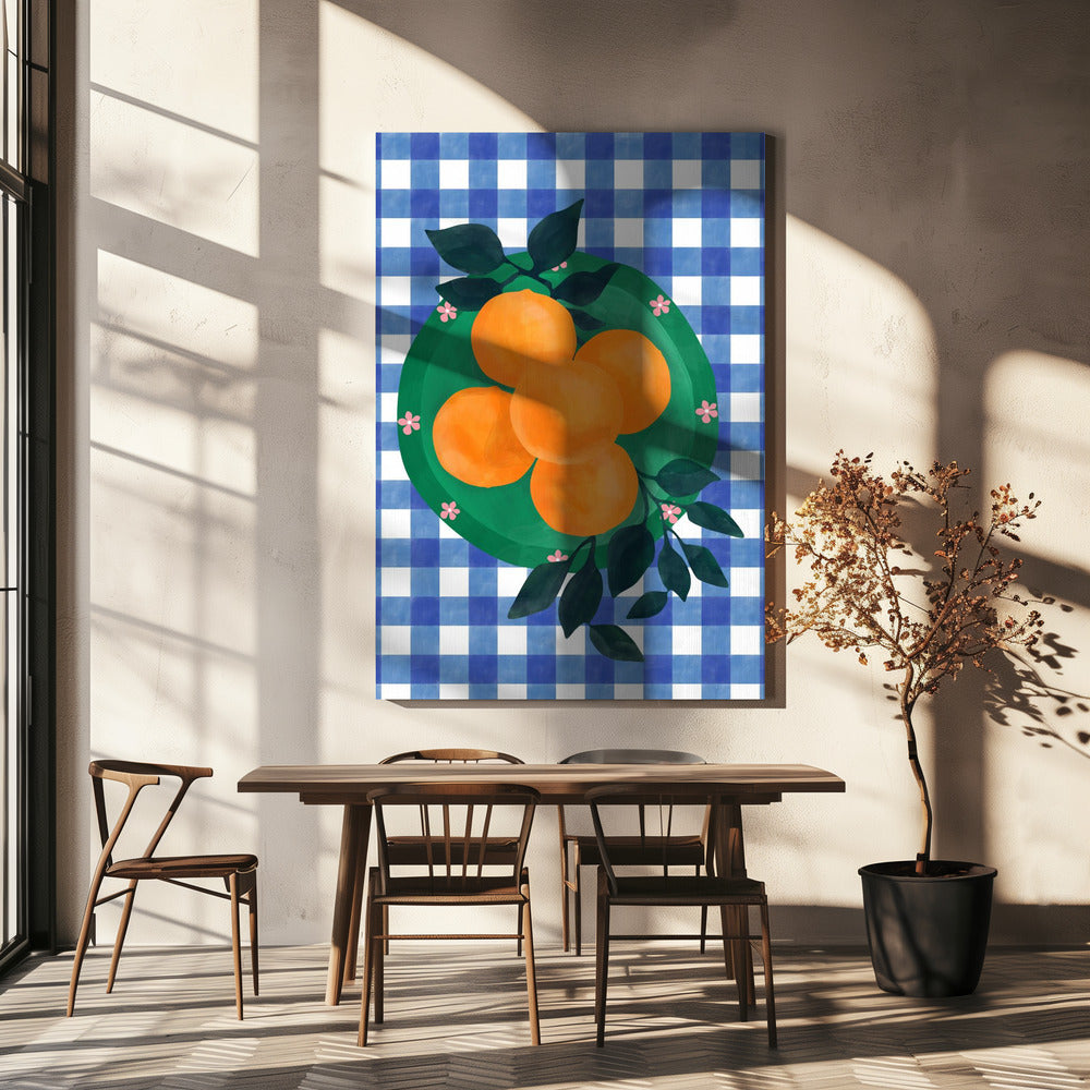 Checkered Citrus Charm | Canvas