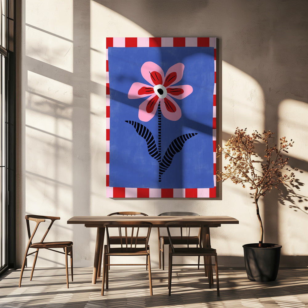Flower with Pink Petals and Striped Leaves | Canvas