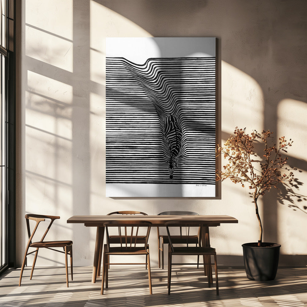Zebra in het veld | Canvas