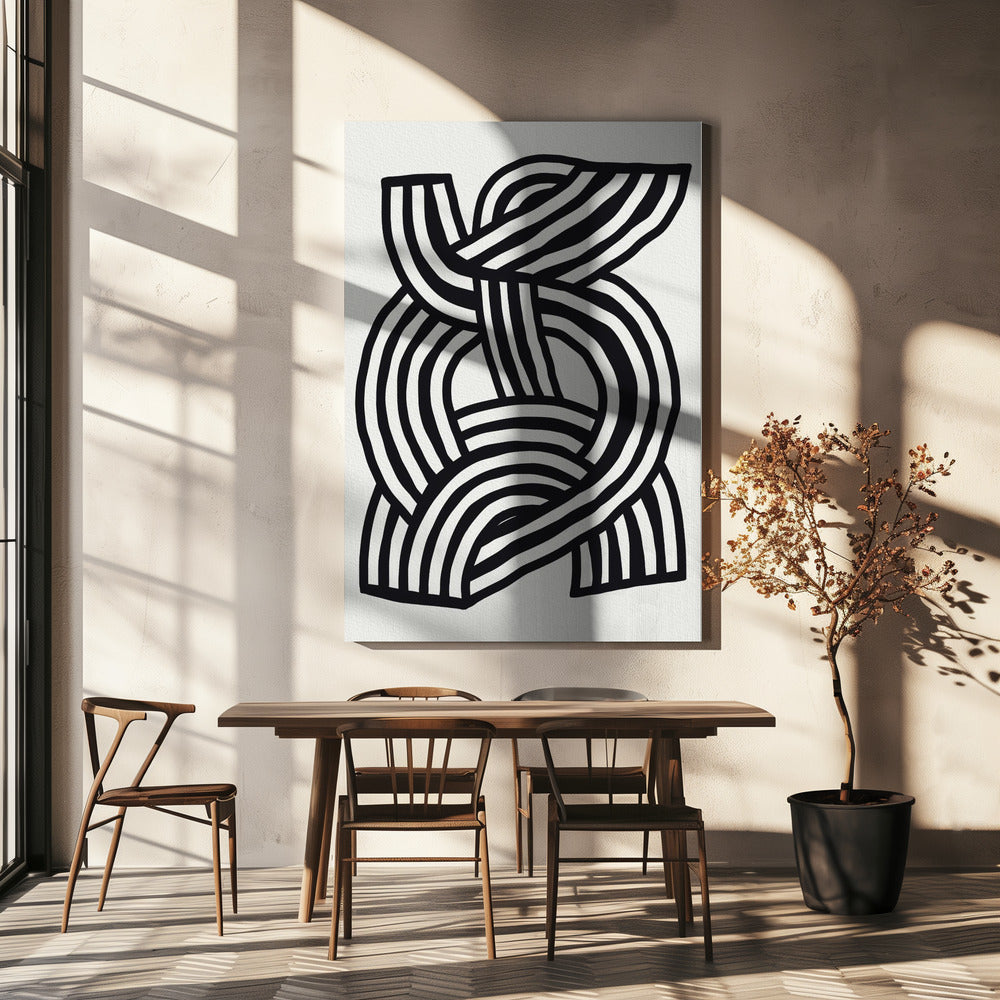 Mid Century Modern Abstract line Art Painting | Canvas