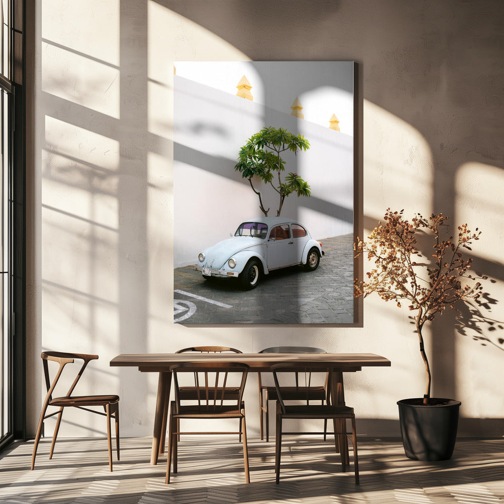 Pastel Volskwagen Beetle in the streets of Oaxaca Mexico | Canvas