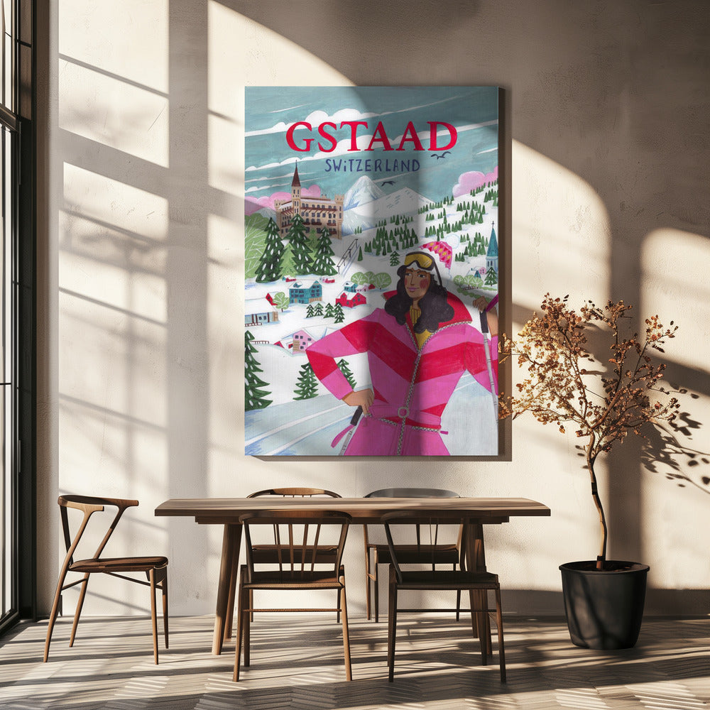 Travel Poster Woman in Gstaad, Switzerland | Canvas