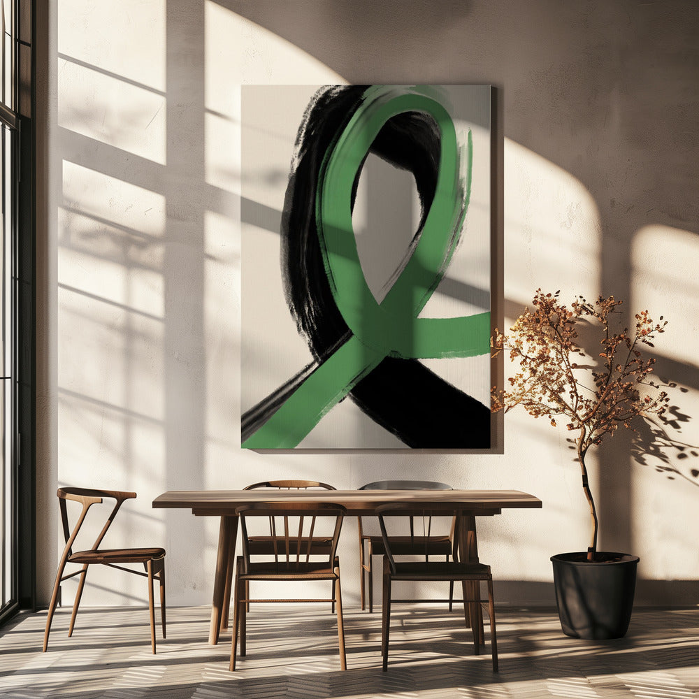 Green Ribbon Flow | Canvas
