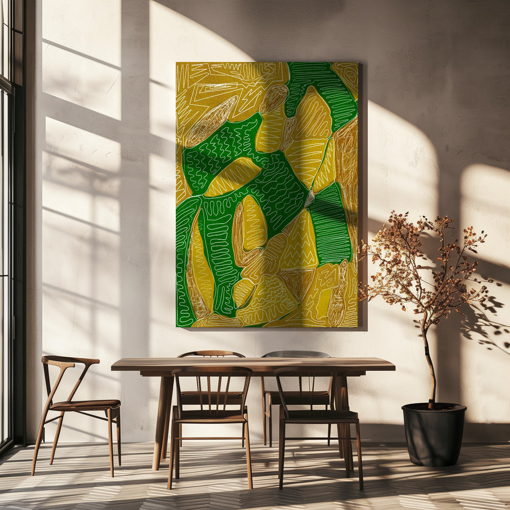 Gold and green abstract | Canvas