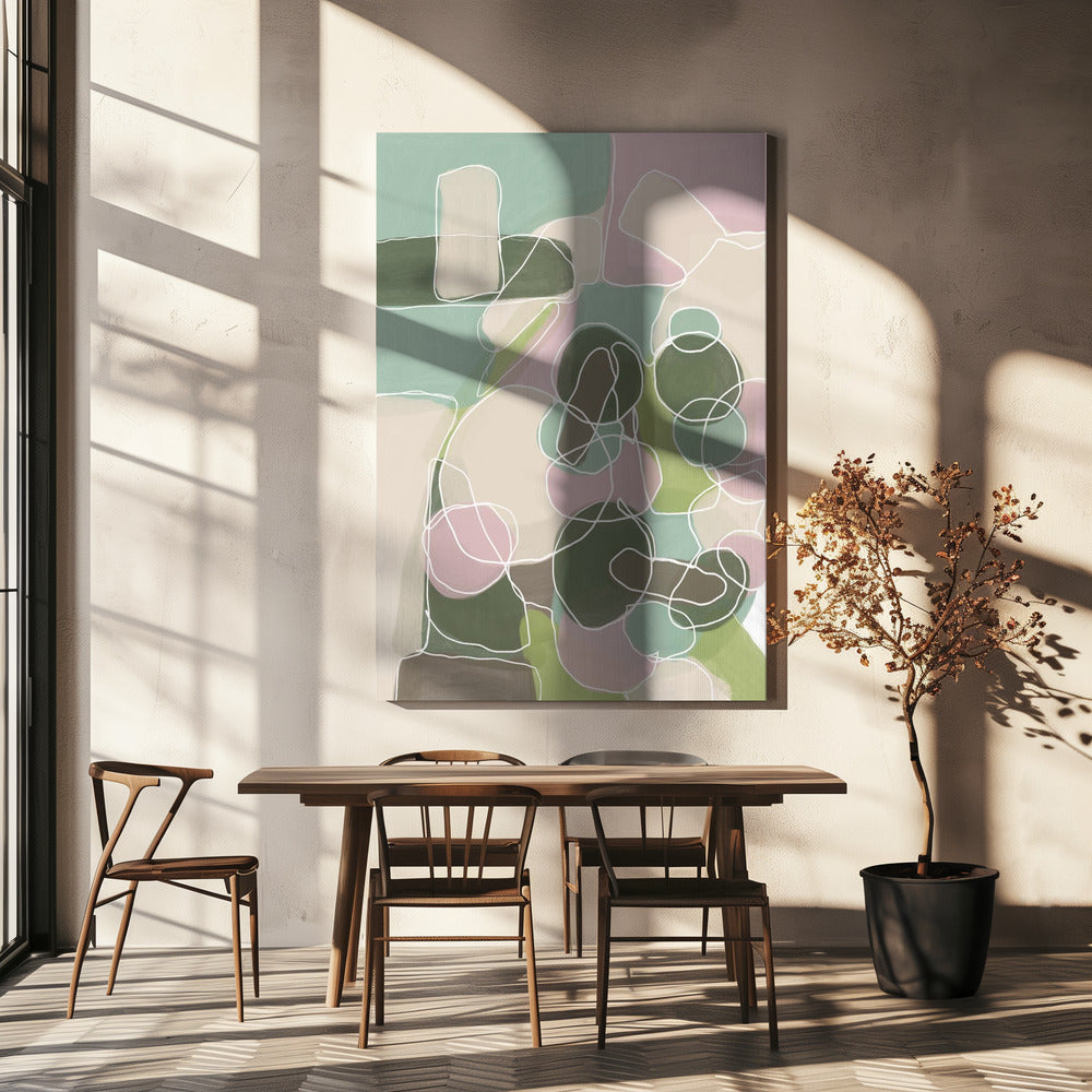 Abstract Green and Pink | Canvas