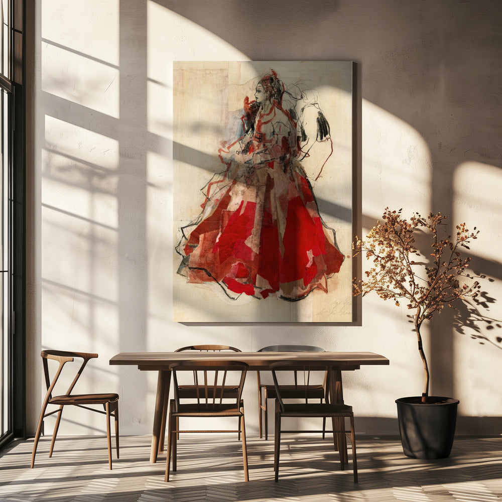 Woman in a Vibrant Red Dress | Canvas