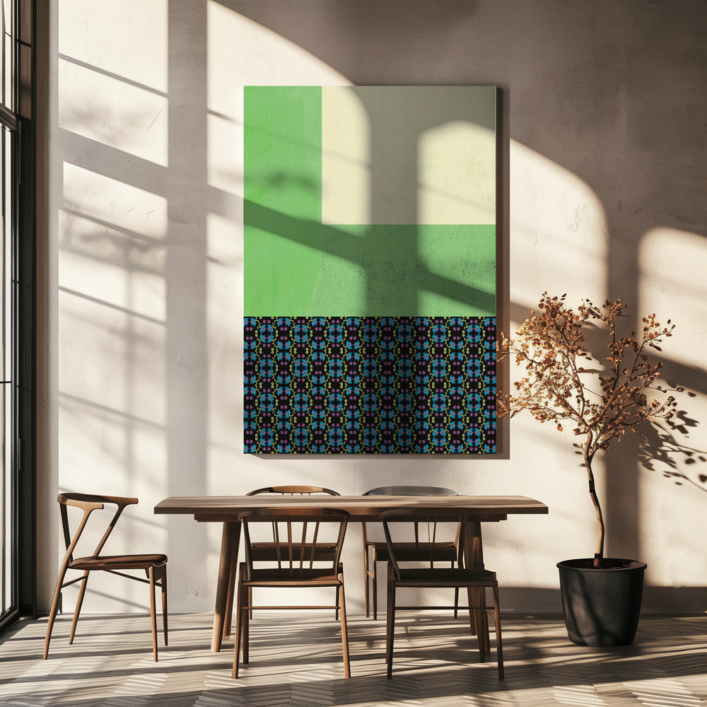 Pastel green and nyonya pattern collage | Canvas