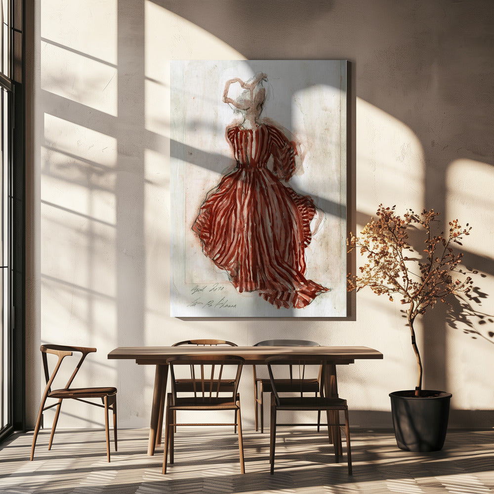 Woman In A Red Striped Dress | Canvas