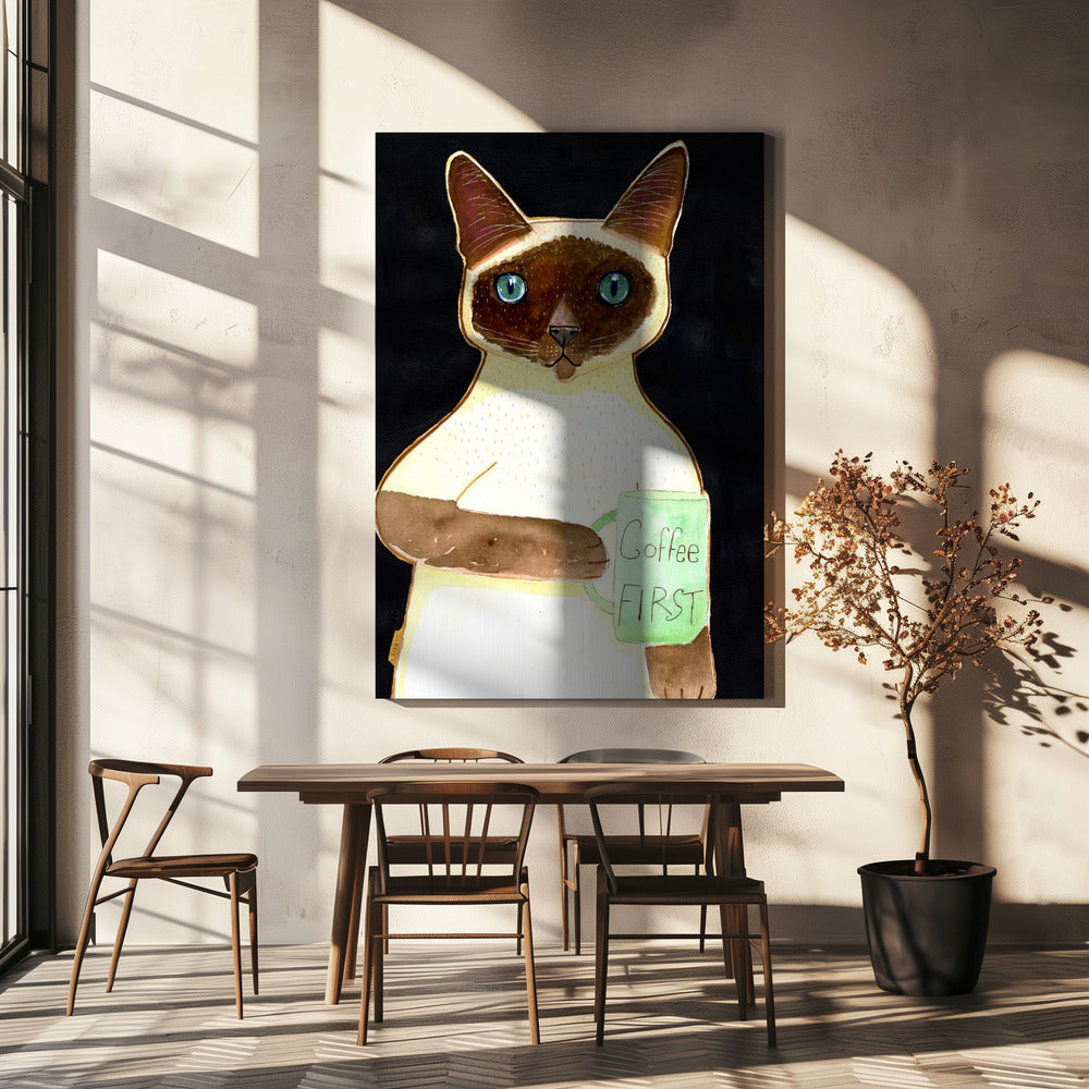 coffee cat 2 Siamese | Canvas