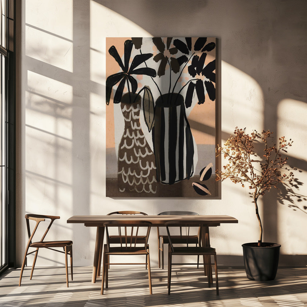 Striped Vases Bloom | Canvas