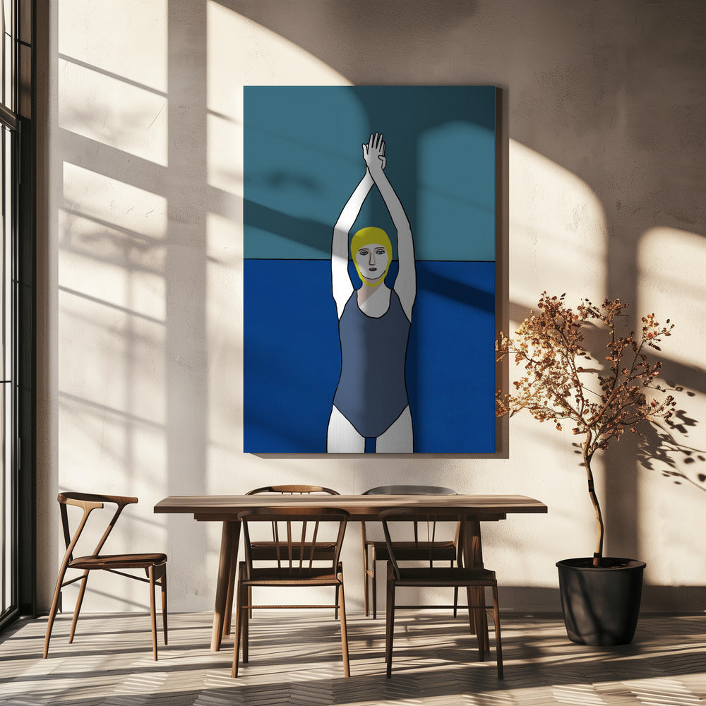 Swimmer with Yellow Cap | Canvas