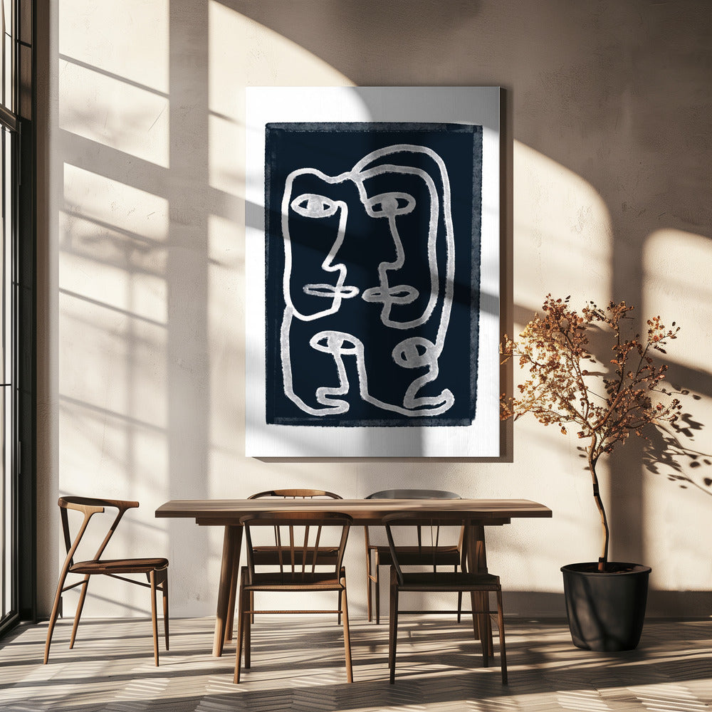 Navy Abstract People | Canvas