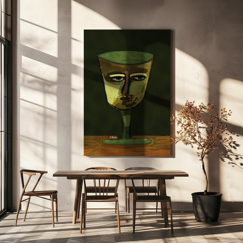 Wine Glass Lady green | Canvas