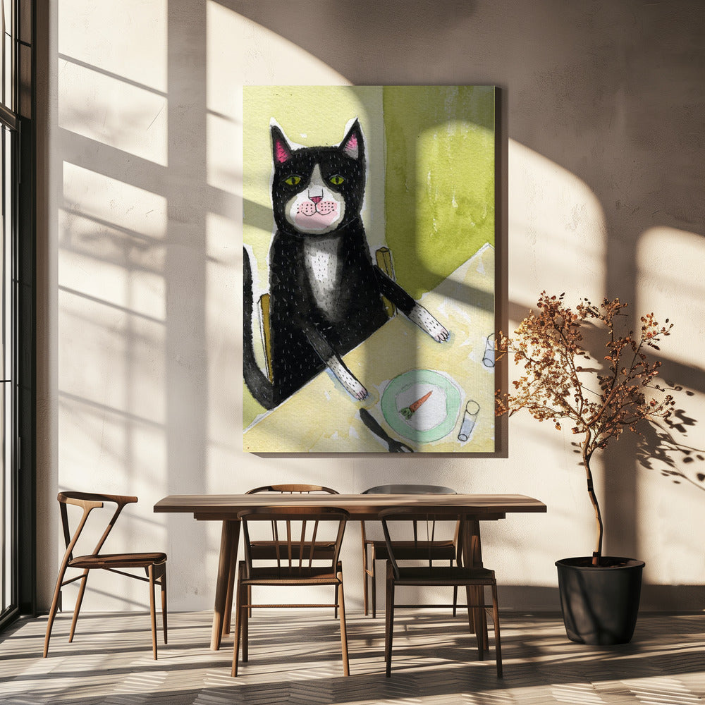 Cat having dinner | Canvas