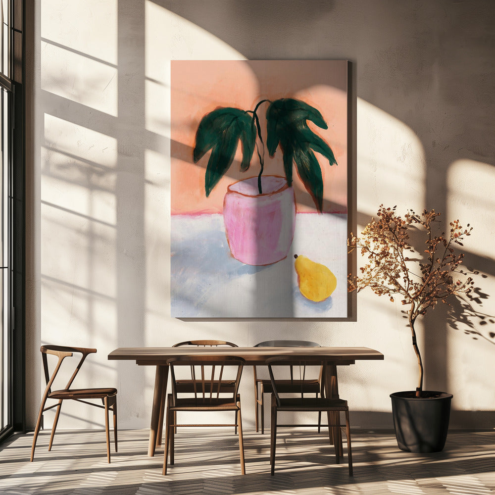 Pink Pot, Yellow Pear | Canvas