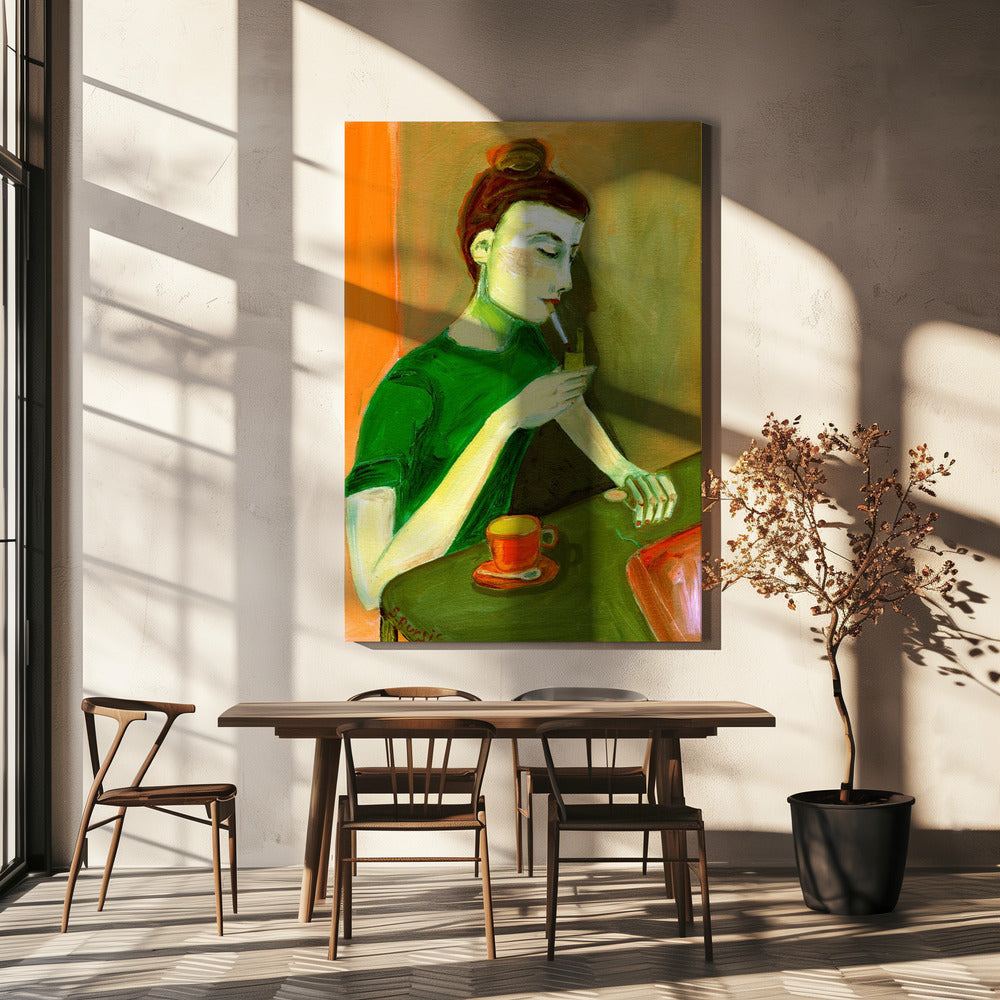Lady lighting cigarette | Canvas